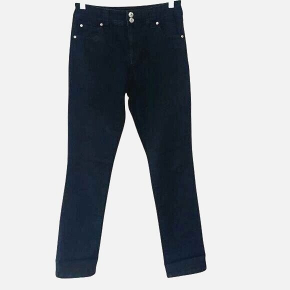 INC Black Straight Leg Crop Denim Jeans Size 2 Regular Fit Cotton Blend Womens - Picture 1 of 10